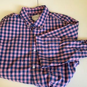 Pink and blue checked shirt long sleeve